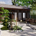 Karesansui Japanese Garden Design With Raked Gravel Stones Bamboo Fences And Wooden Accents