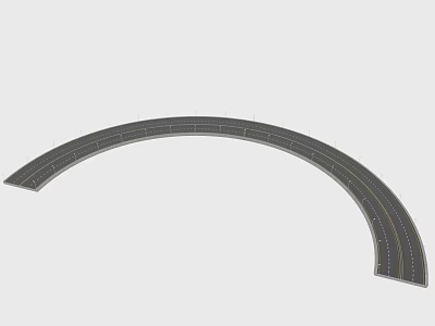 Curved Road Infrastructure With Asphalt Surface And Lane Markings 3d model