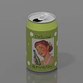 Refreshing Delicious Green Canned Drink Featuring Female Illustration On Label Design