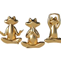 Ornamental Golden Frog Figurine Set Featuring Different Yoga Poses For Home Decor