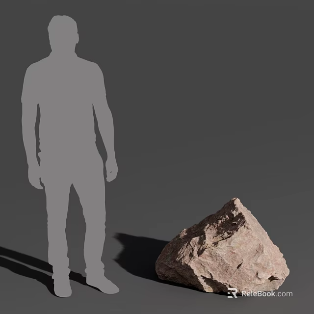 Human Silhouette Standing Next to Detailed Natural Rock on Gray Background 3d model 