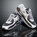 Nike Air Max Sneakers With Black White Gray Mesh Upper Air Cushion And Rubber Outsole
