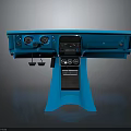 Blue Spacecraft Control Console with Digital Display and Operational Buttons for Aerospace Missions 3d model