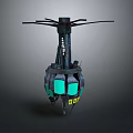 Industrial Tech Equipment With Four Rotors Green Glowing Components And Number 057