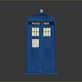Classic Blue Police Box Structure With Top Light Windows And Sign