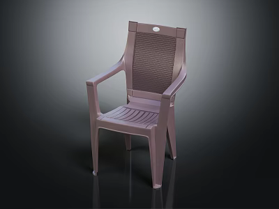 Modern Light Purple Leisure Chair With Armrests Mesh Backrest And Striped Plastic Seat 3d model