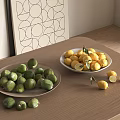 Fresh Green Limes and Yellow Lemons on Plates with Slices on Wooden Table