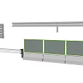 Metal Fence Components With Horizontal Vertical Bars And Green Panels Design