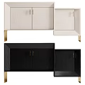 Modern Entryway Cabinet And Side Cabinet With Wooden Body And Gold Handles Design