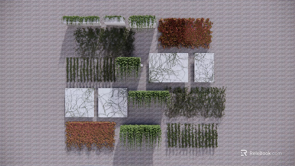 Diverse Colorful Vines in Various Shapes for Wall Decoration and Greenery Design 3d model 