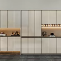 Modern Entryway Cabinet And Side Cabinet With LED Lighting Decorative Items And Sleek Countertop