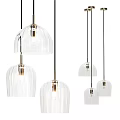 Modern Multiple Transparent Glass Pendant Lights With Metal Fixture For Interior Decoration