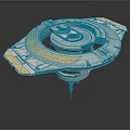 Futuristic Space Station Structure With Circular Design Multi Layer Platform Solar Panels And Support Base