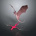 Game Movie Characters Flying Bat Like Creature With Wings And Red Lizard With Spiky Legs