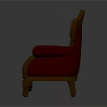 Luxurious Classic Chair With Red Leather Upholstery And Ornate Wooden Carvings