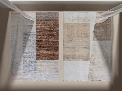 Modern Square Rug With Neutral Tones Patchwork Design And Textured Patterns 3d model