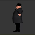 Vintage Male Character Wearing Top Hat And Long Coat With Pipe Arms Extended