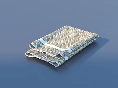 Folded Beige Woven Towel With White Stripes For Daily Use 3d model