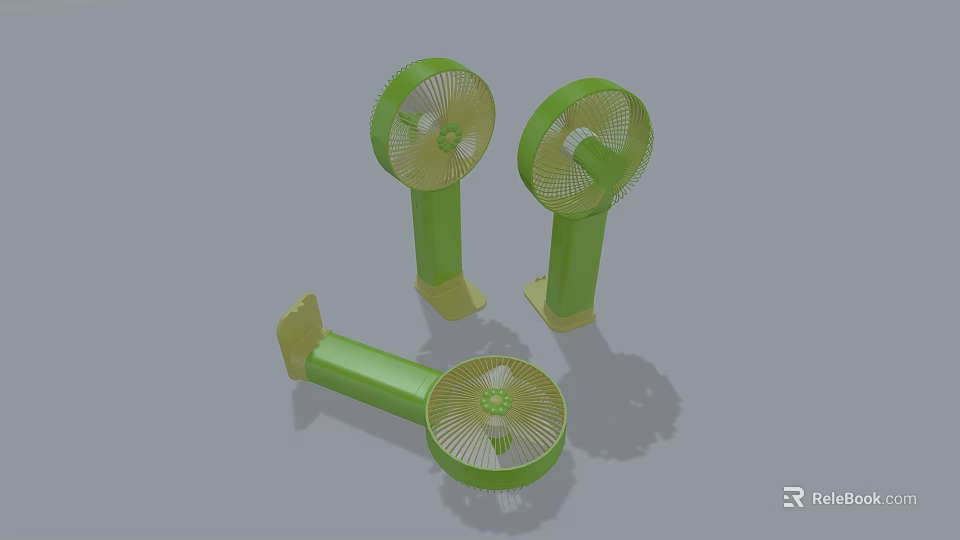 Green Air Cooler Fans With Modern Design And Stable Stand For Household Use 3d model 