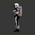 Astronaut In White Spacesuit With Helmet Backpack And Arms Outstretched Against Gray Background