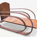 Traditional Wooden Sled With Curved Metal Frames For Winter Sports Equipment