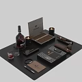 Elegant Lifestyle Essentials With Whiskey Cigars Glasses Notebook Pen And Tray