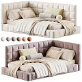 Modern Soft Upholstered Children Bed With Multiple Optional Colors And Cozy Full Bedding Sets