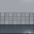Modern Gray Swing Doors With Grid And Striped Patterns In Row 3d model