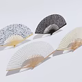 Traditional Handheld Fans With Various Patterns And Bamboo Frames