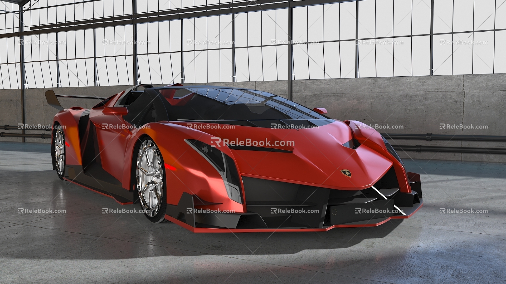 Lamborghini sports car car factory scene show 3d model