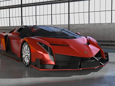 Lamborghini sports car factory scene show 3d model