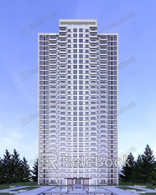 Modern Residential Building Simple High-rise Residential Building model