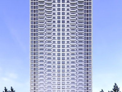 Modern Residential Building Simple High-rise Residential Building model