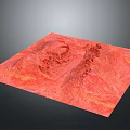 Red Square Landscape Model With Detailed Mountain Texture And Gray Gradient Background 3d model