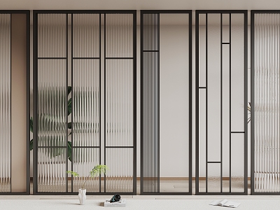 Modern wrought iron glass partition model