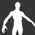 Game Movie Character Monstrous 3D Model Featuring Muscular Structure Fierce Expression and Open Arms