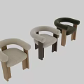 Modern Beige Upholstered Single Chair With Light Wood Frame Round Armrests And Square Legs