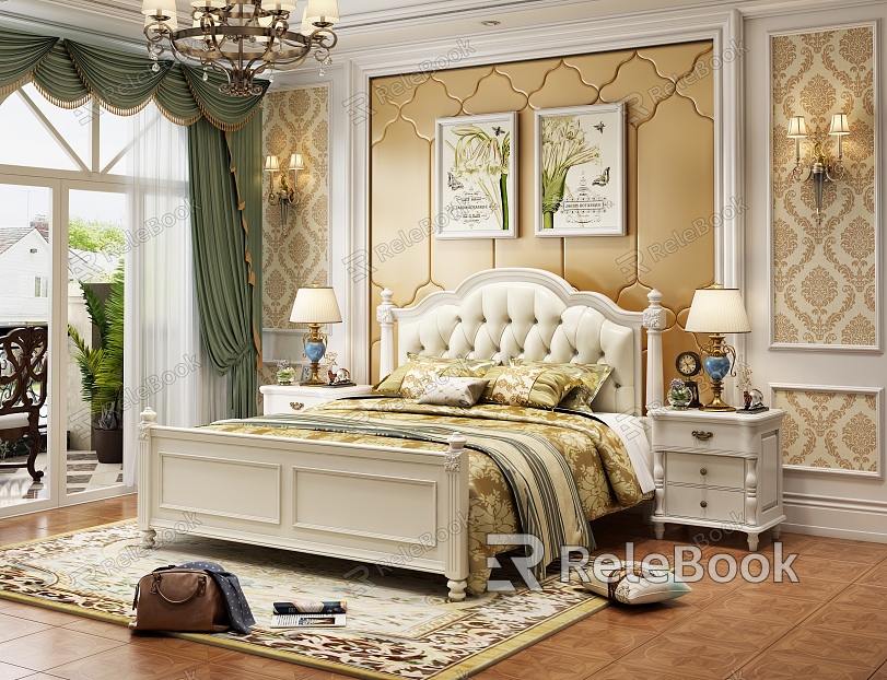 American Bedroom Bedroom White Bed model