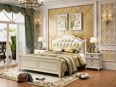 American Bedroom White Bed model