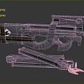 Tactical Gun with Metallic Finish Magazines and Bullets on Reflective Surface
