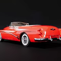 Red Vintage Convertible Car With Classic Chrome Grille And White Wall Tires
