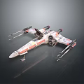 Detailed X Wing Fighter Model With White Orange Color And Movable Wings