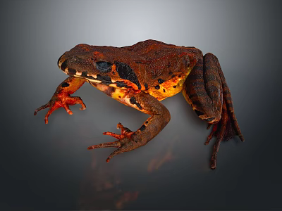 Vibrant Brown And Orange Spotted Frog Showcasing Detailed Skin Texture On Dark Background 3d model