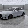White Audi Sedan with Sporty Alloy Wheels in Modern Showroom Setting Sleek Exterior Design