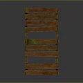 Weathered Outdoor Wooden Architectural Structure With Slats And Green Moss Accents