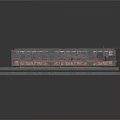 Industrial Abandoned Railway Platform With Broken Metal Plates Brick Wall And Tracks