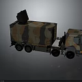 Camouflage Military Truck With Large Black Equipment Multiple Wheels And Functional Design For Military Use
