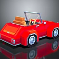 Red Pixel Art Convertible Car With Open Top And Brown Seats
