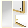 Sleek Modern Rectangular Mirror With Gold Metal Frame For Interior Decor Design 3d model