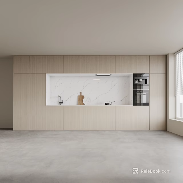 Modern Entryway Cabinet And Side Cabinet With Wooden Panels Marble Top And Storage Space 3d model 